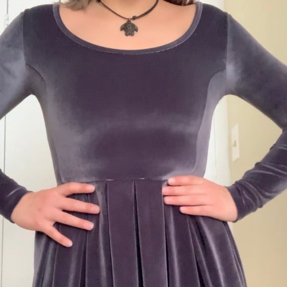 Talula Purple Velvet Long Sleeved Dress - Picture 4 of 6